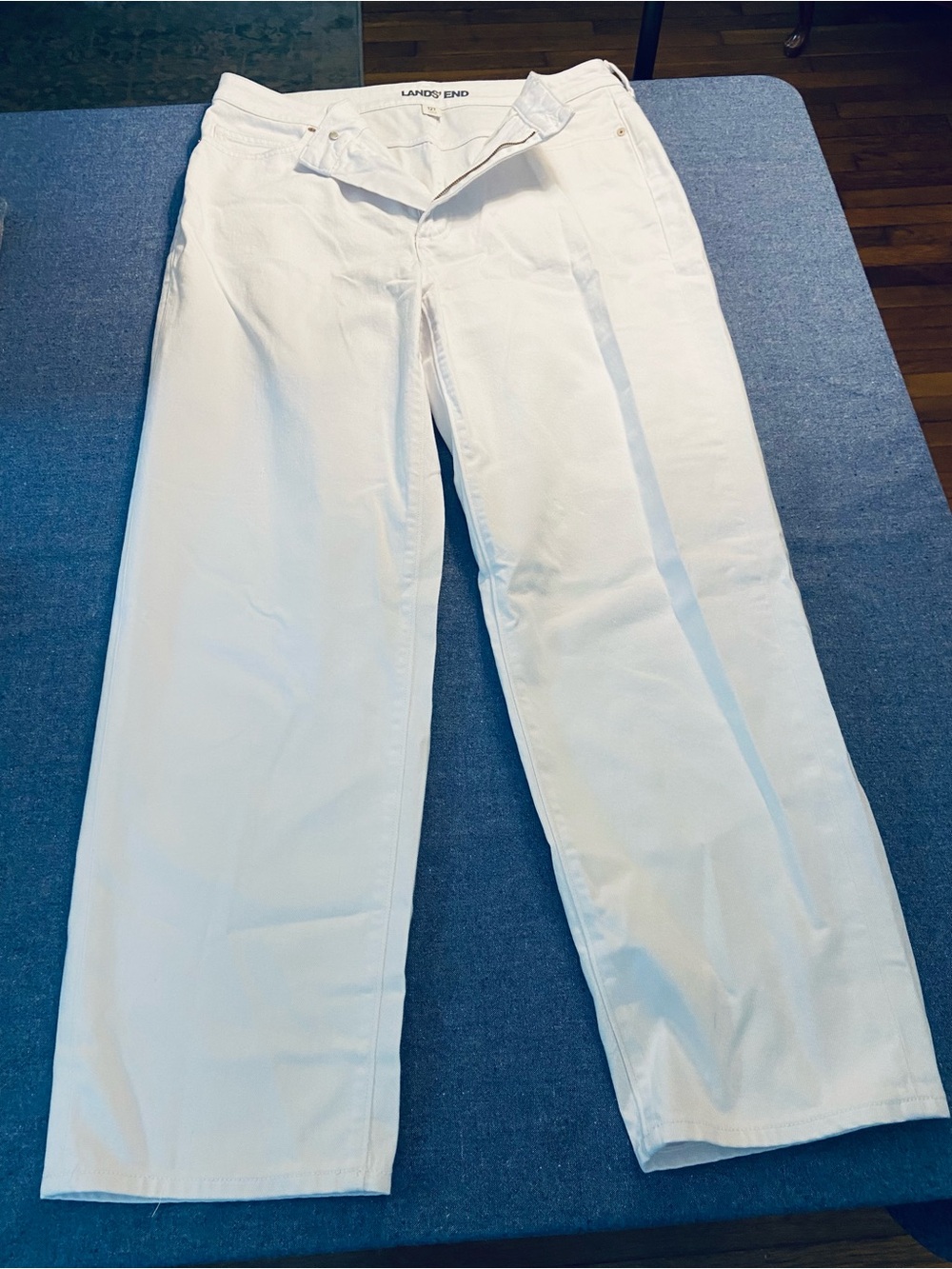 Lands End tall, soft, white, denim, crop jeans